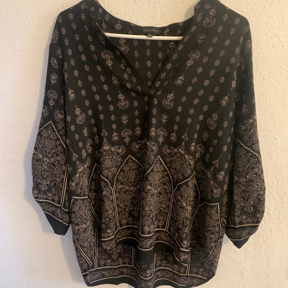 Black and beige blouse